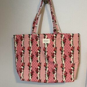 Sezane Pink Floral Tote Bag